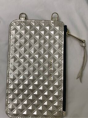 Bandolier Sheila Pyramid Quilted Pouch and Gold Wristlet Chain